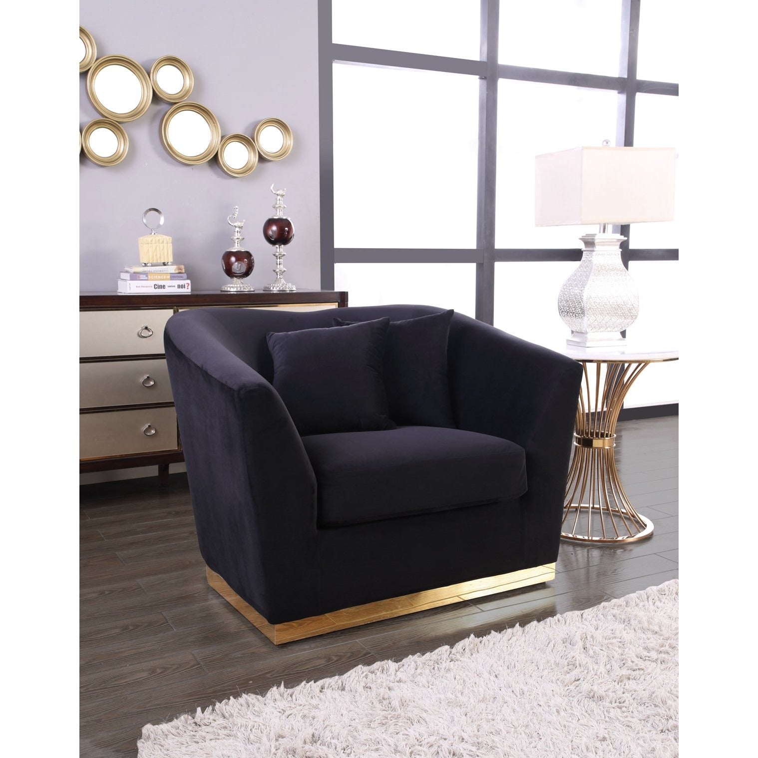 Meridian Furniture Arabella Black Velvet Chair-Minimal & Modern