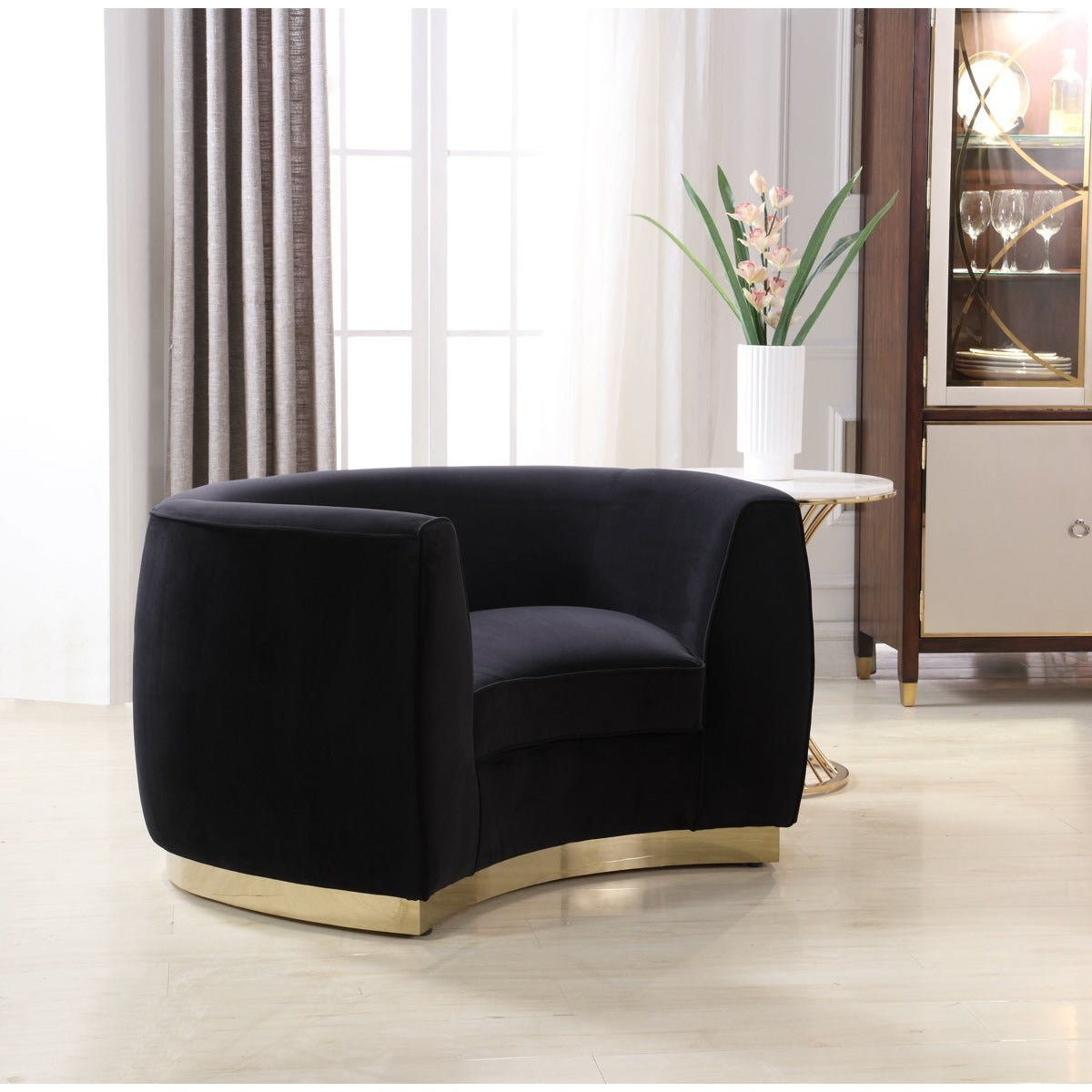 Meridian Furniture Julian Black Velvet Chair-Minimal & Modern