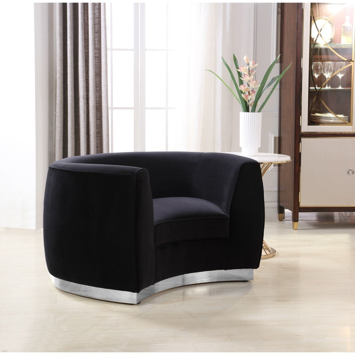 Meridian Furniture Julian Black Velvet Chair-Minimal & Modern