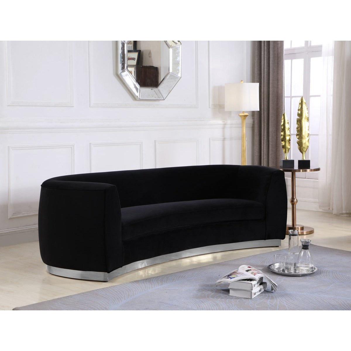 Meridian Furniture Julian Black Velvet Sofa-Minimal & Modern