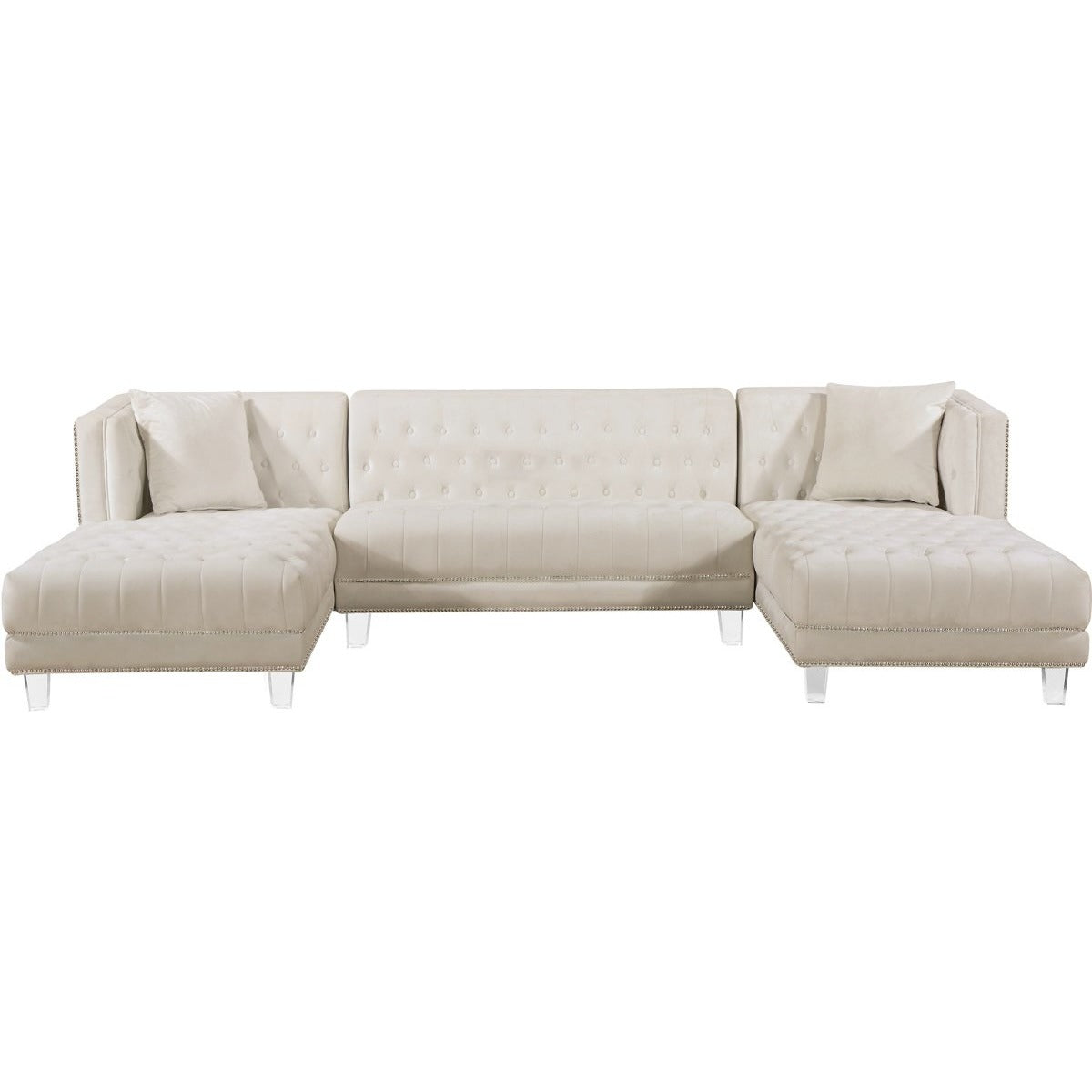 Meridian Furniture Moda Cream Velvet 3pc. Sectional-Minimal & Modern