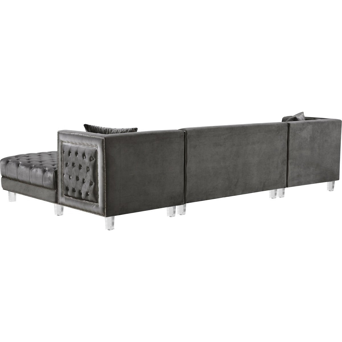 Meridian Furniture Moda Grey Velvet 3pc. Sectional-Minimal & Modern