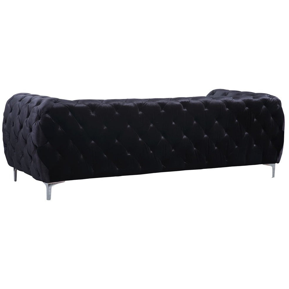 Meridian Furniture Mercer Black Velvet Loveseat-Minimal & Modern