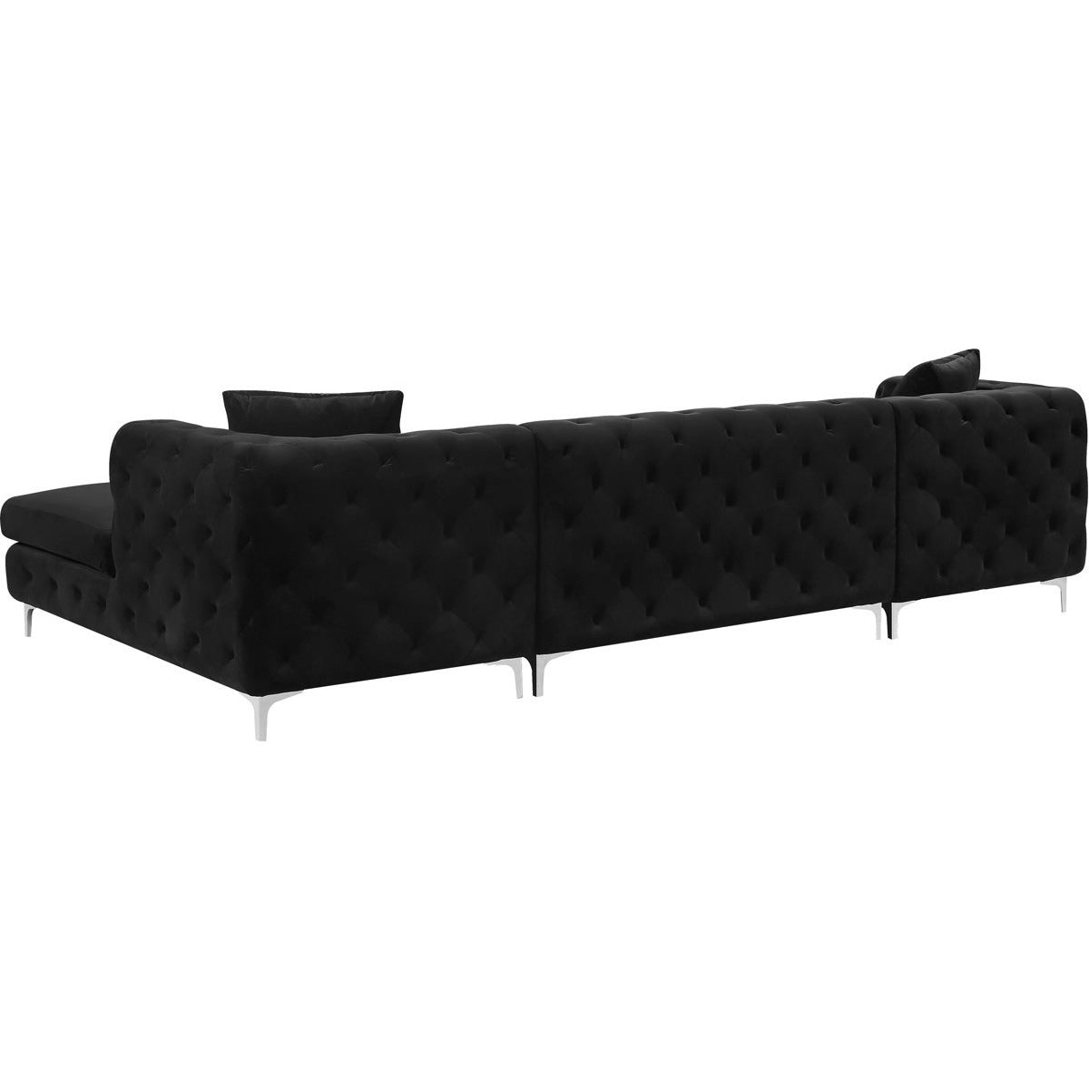 Meridian Furniture Gail Black Velvet 3pc. Sectional-Minimal & Modern