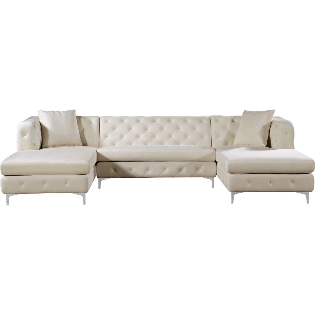 Meridian Furniture Gail Cream Velvet 3pc. Sectional-Minimal & Modern