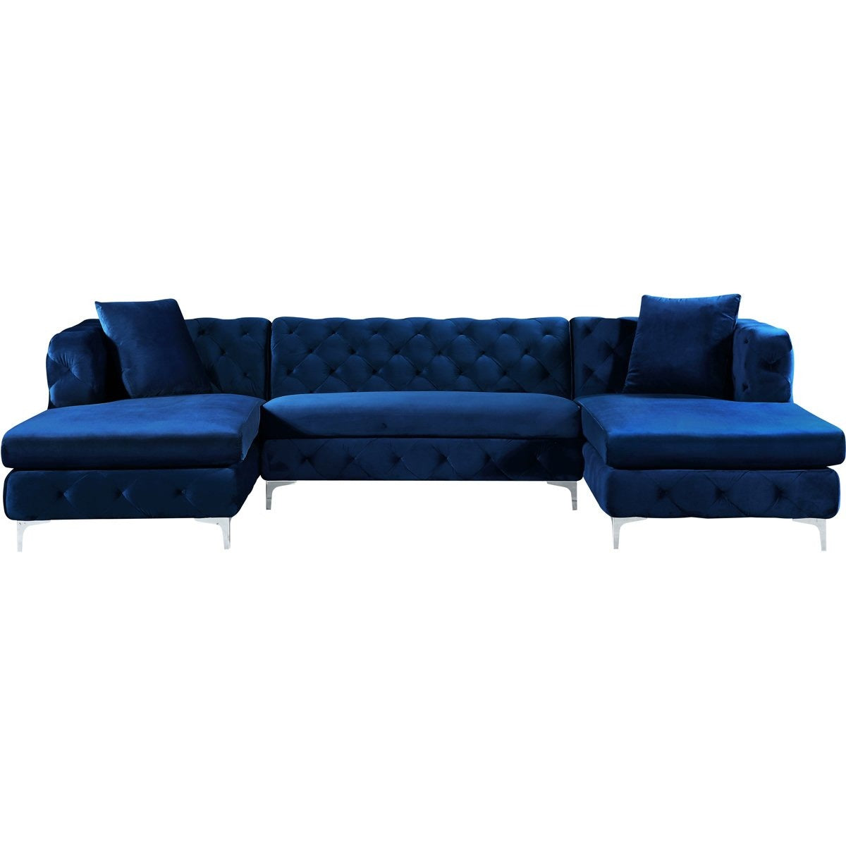 Meridian Furniture Gail Navy Velvet 3pc. Sectional-Minimal & Modern