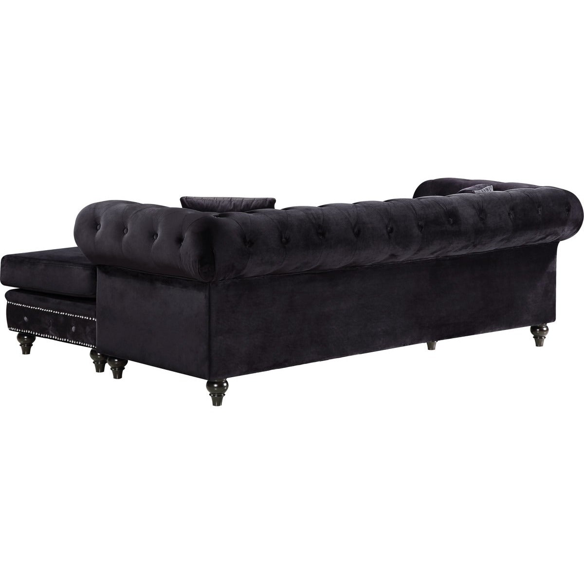 Meridian Furniture Sabrina Black Velvet 2pc. Reversible Sectional-Minimal & Modern