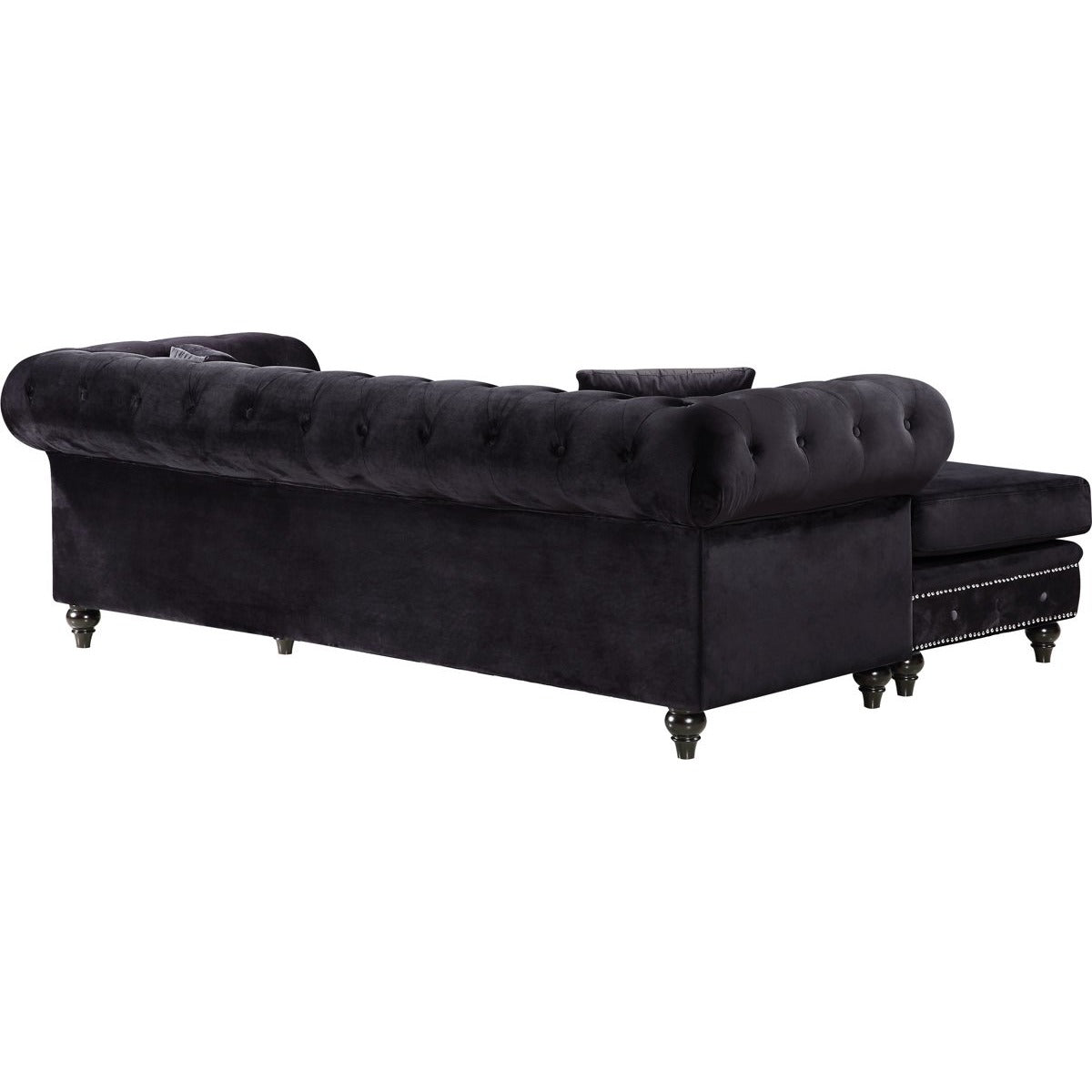 Meridian Furniture Sabrina Black Velvet 2pc. Reversible Sectional-Minimal & Modern