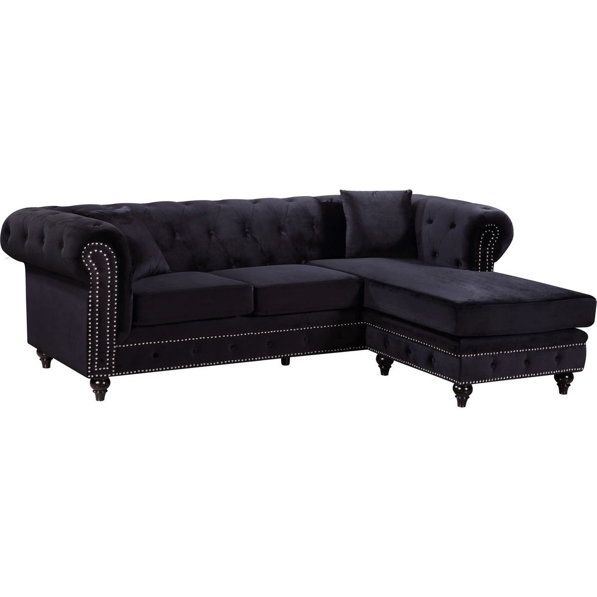 Meridian Furniture Sabrina Black Velvet 2pc. Reversible Sectional-Minimal & Modern