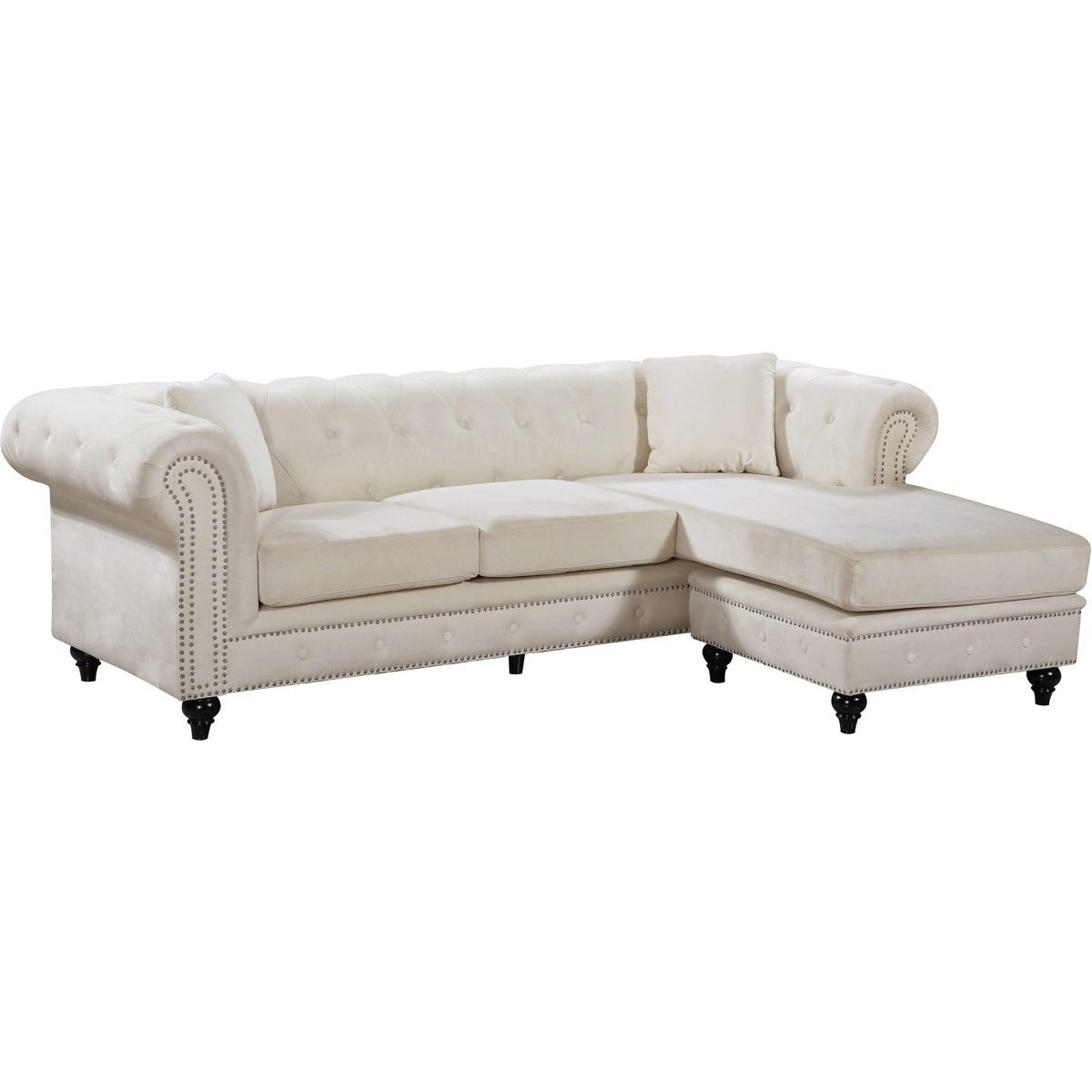 Meridian Furniture Sabrina Cream Velvet 2pc. Reversible Sectional-Minimal & Modern