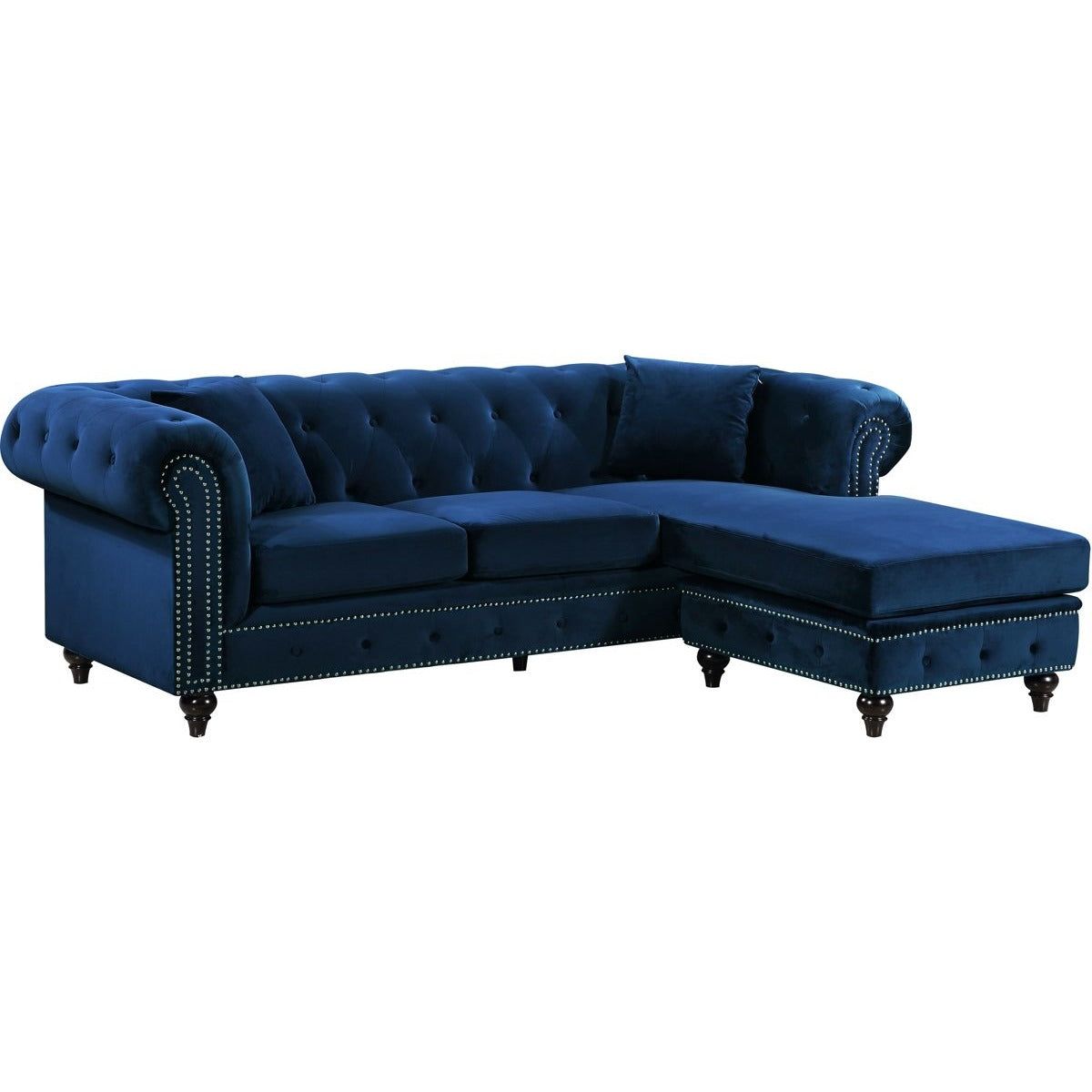 Meridian Furniture Sabrina Navy Velvet 2pc. Reversible Sectional-Minimal & Modern