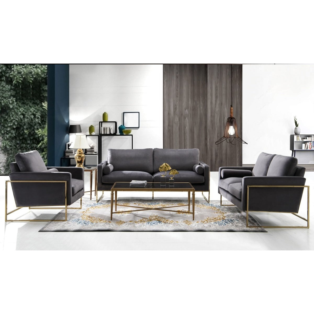 Meridian Furniture Mila Grey Velvet Loveseat-Minimal & Modern