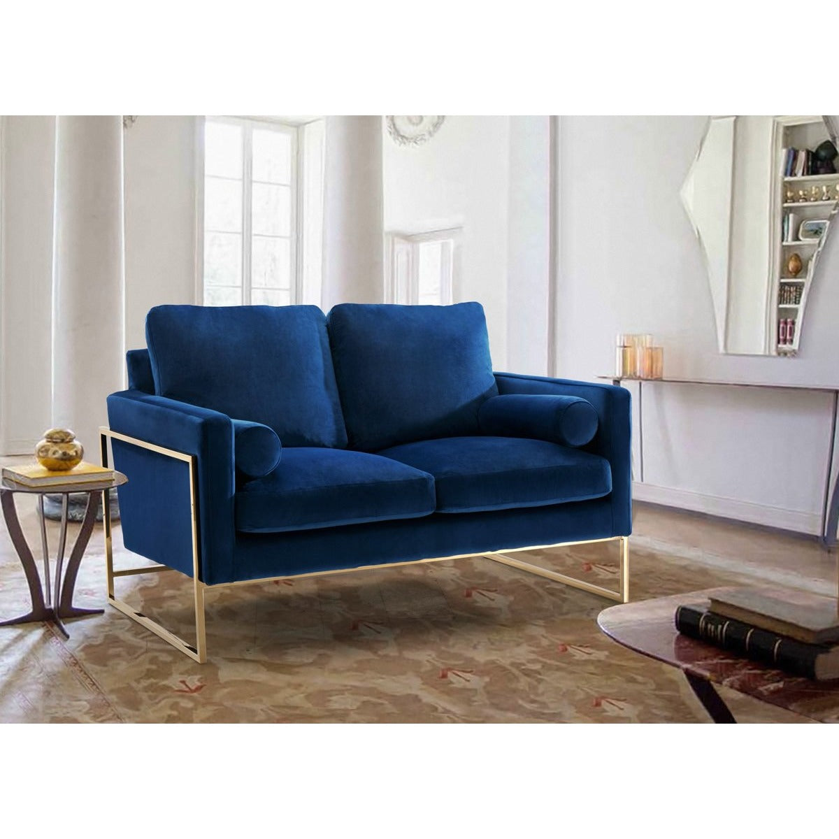 Meridian Furniture Mila Navy Velvet Loveseat-Minimal & Modern