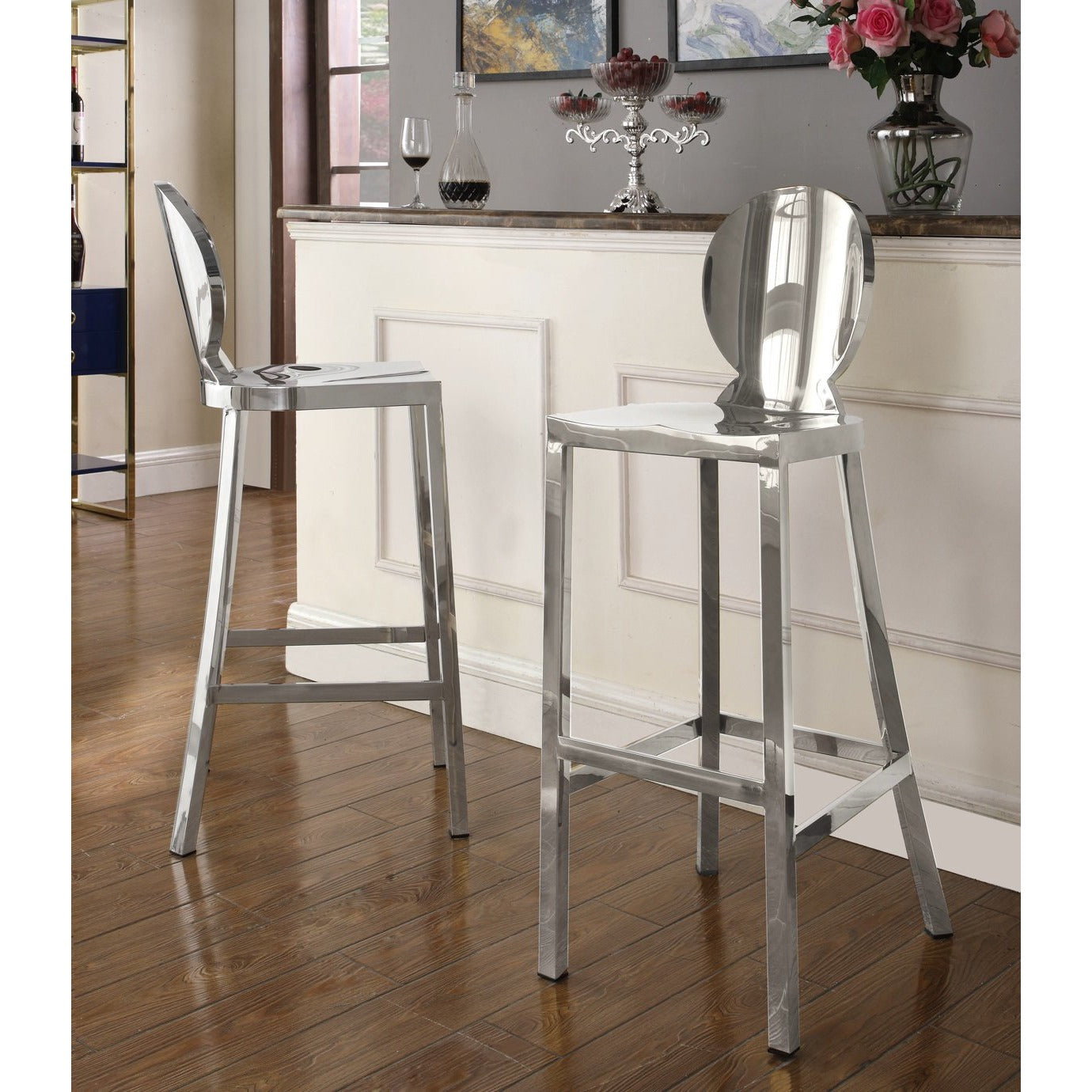 Meridian Furniture Maddox Chrome Stool-Minimal & Modern