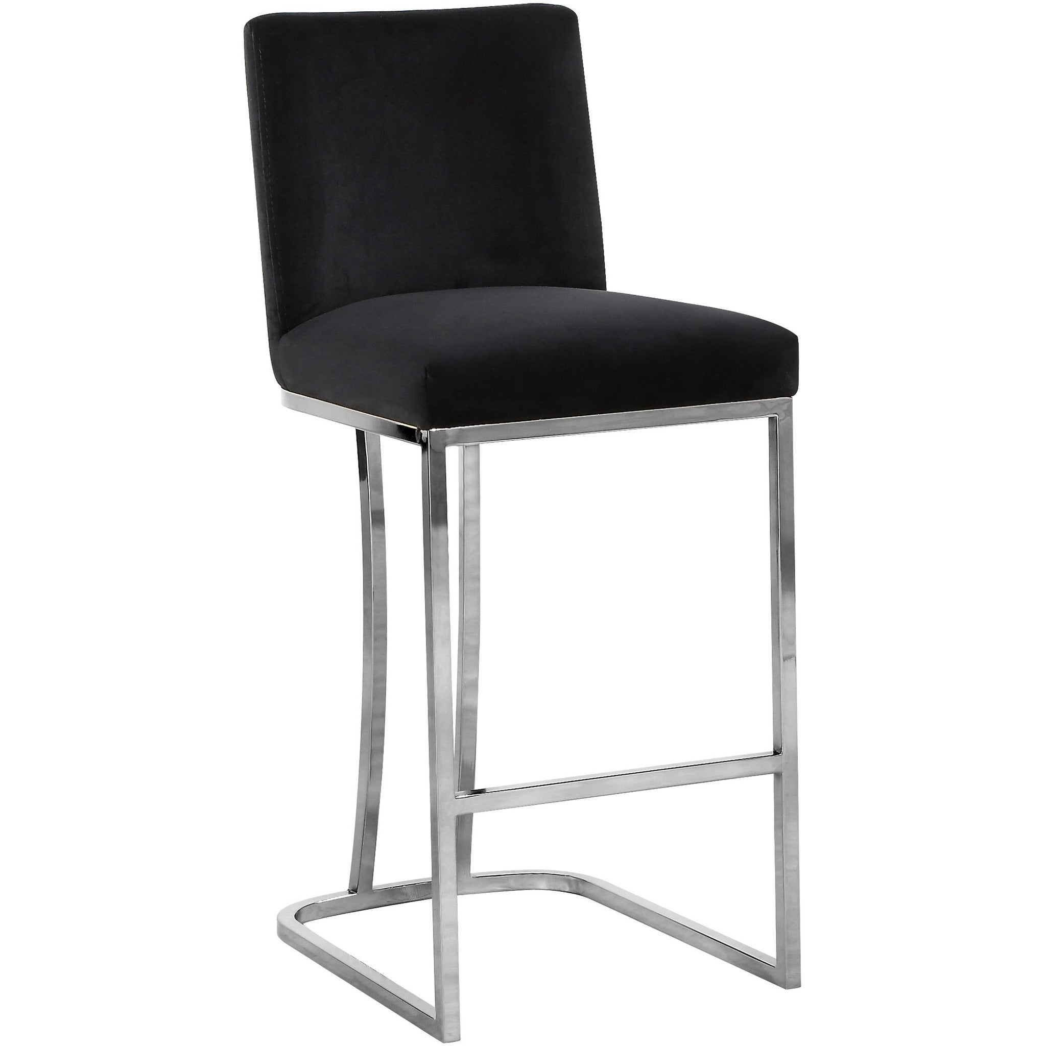 Meridian Furniture Heidi Black Velvet Stool-Minimal & Modern