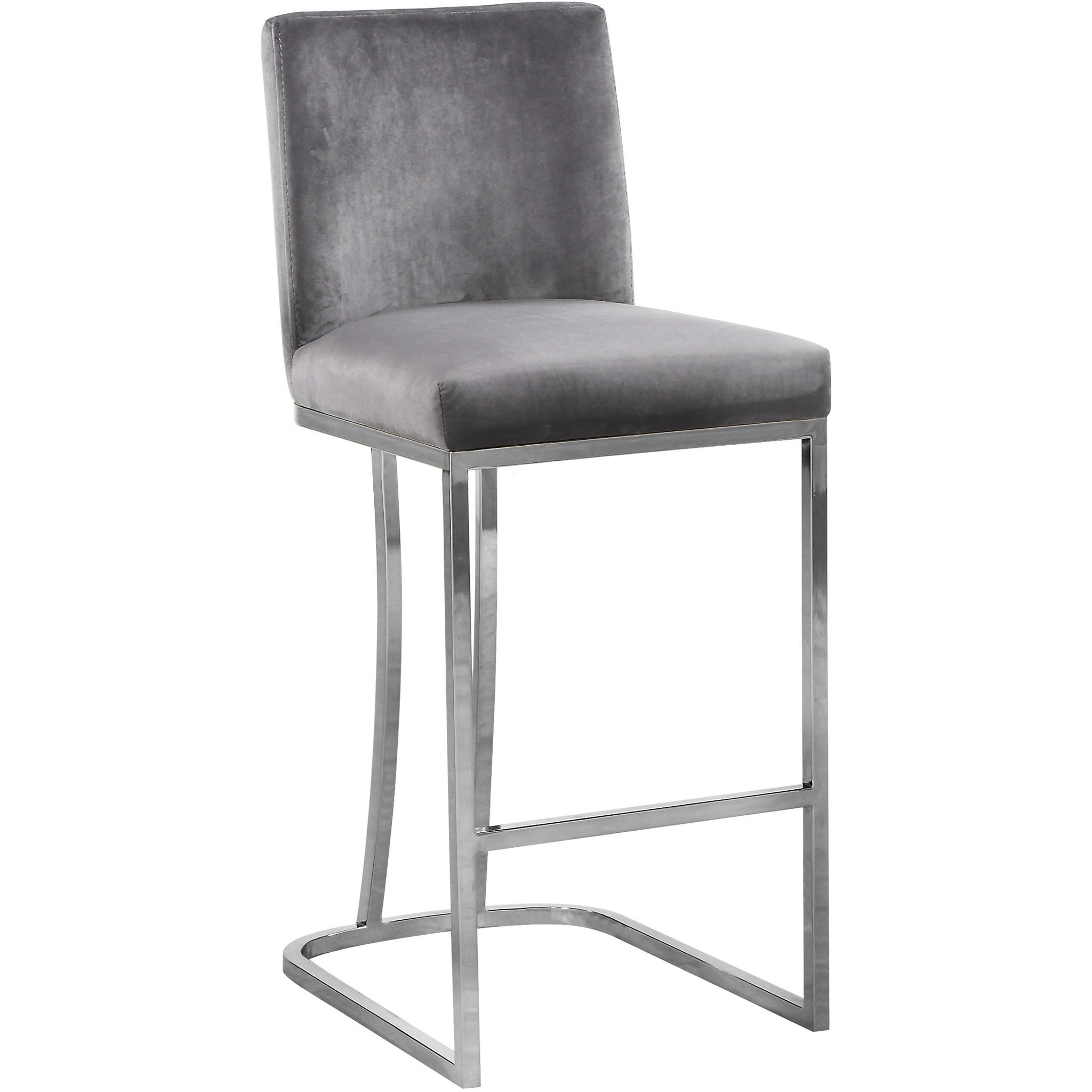 Meridian Furniture Heidi Grey Velvet Stool-Minimal & Modern