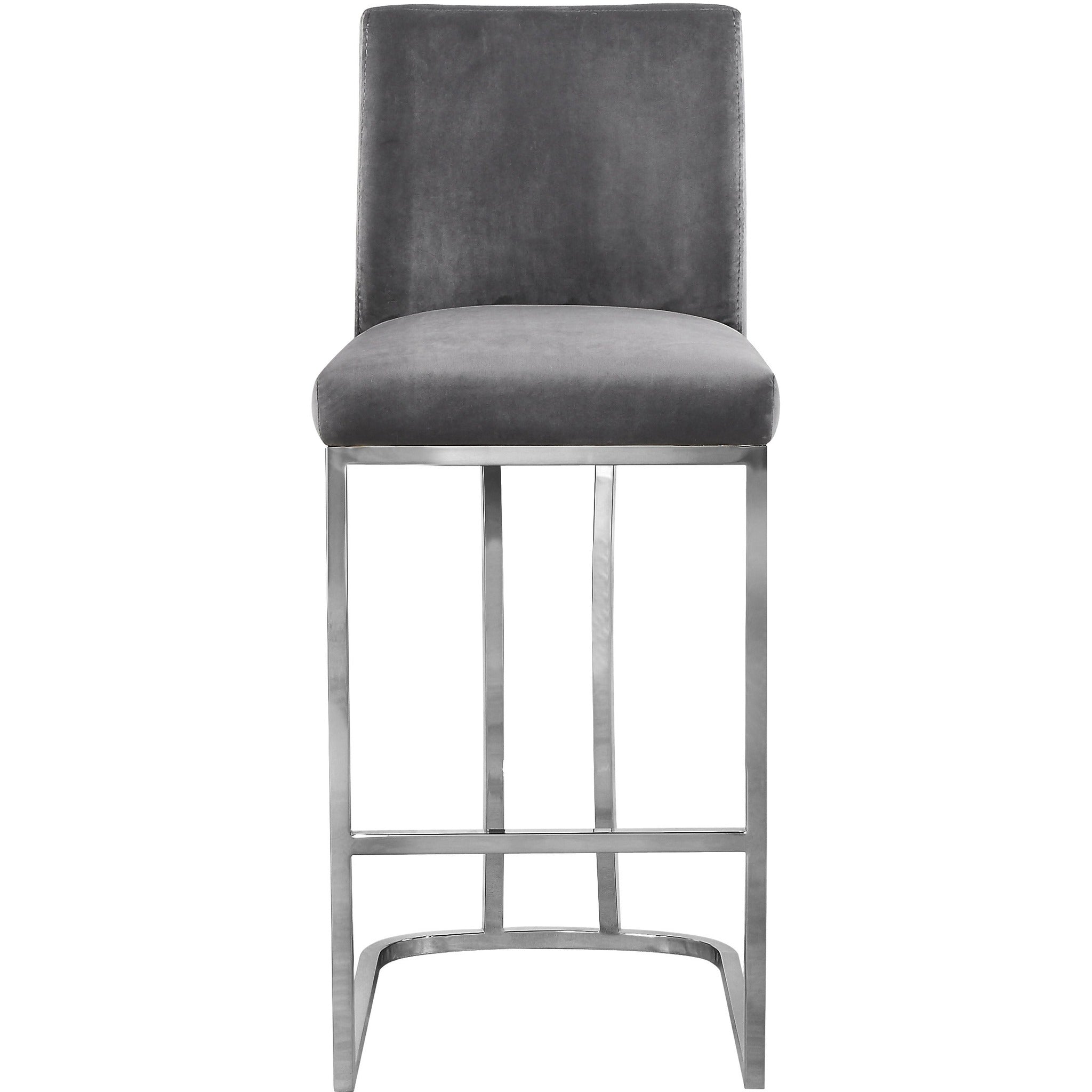 Meridian Furniture Heidi Grey Velvet Stool-Minimal & Modern