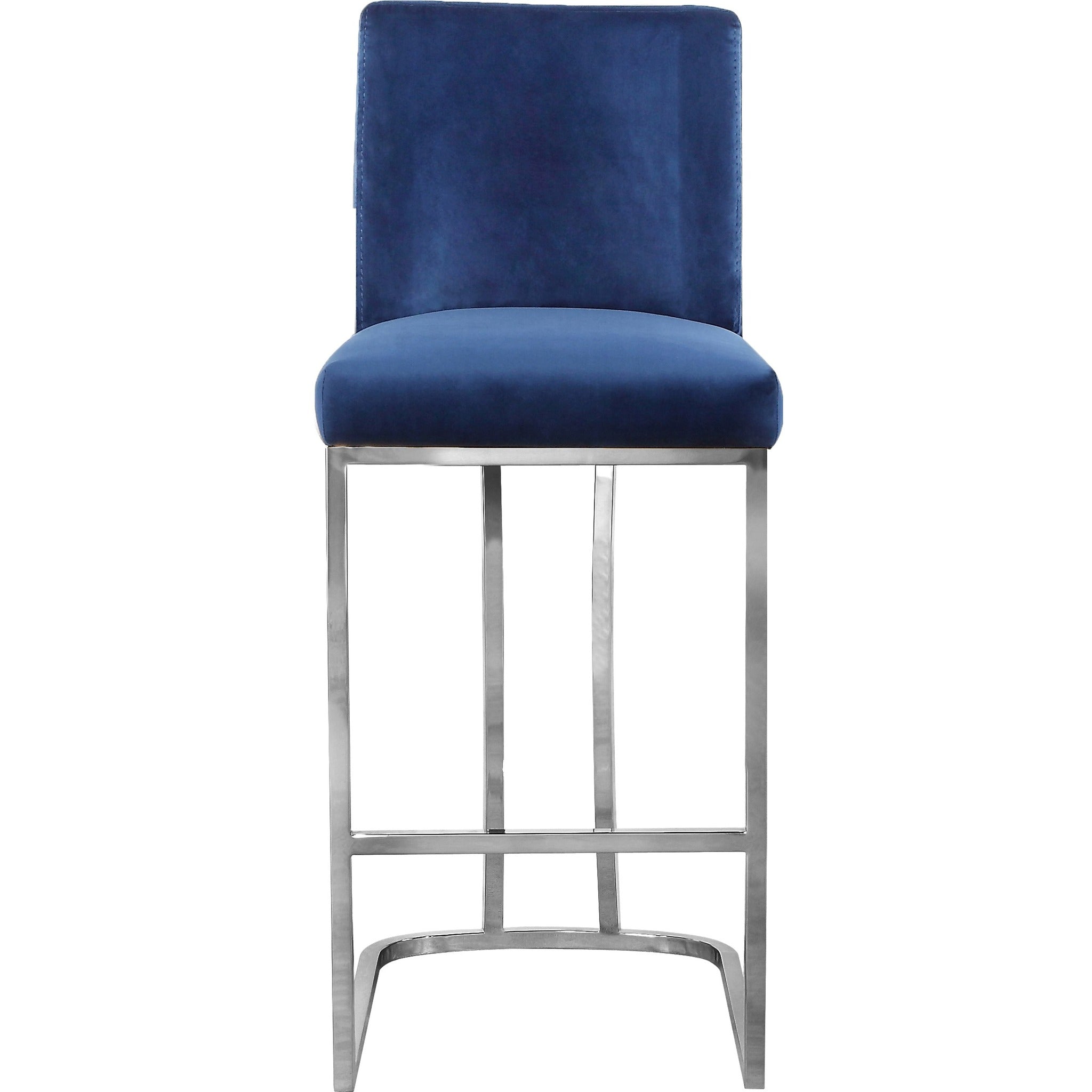 Meridian Furniture Heidi Navy Velvet Stool-Minimal & Modern