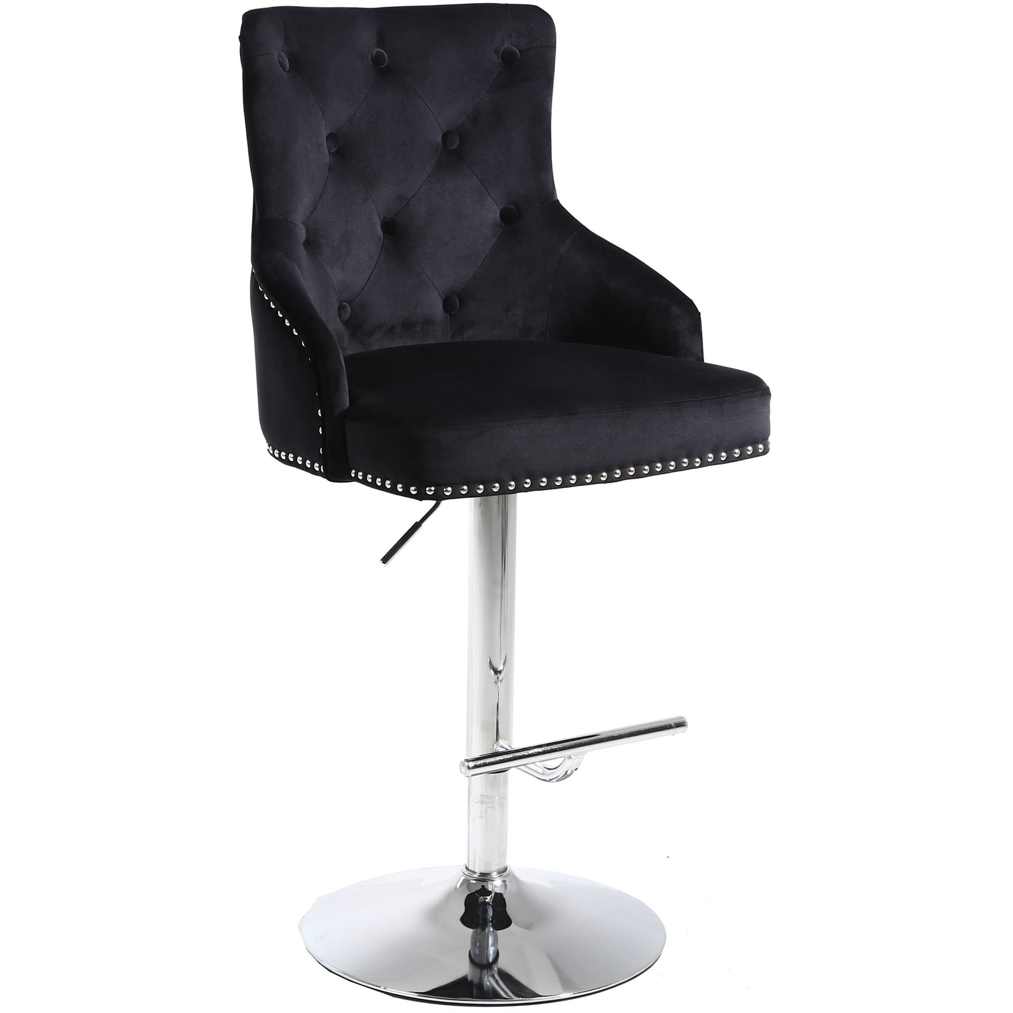 Meridian Furniture Claude Black Velvet Adjustable Stool-Minimal & Modern