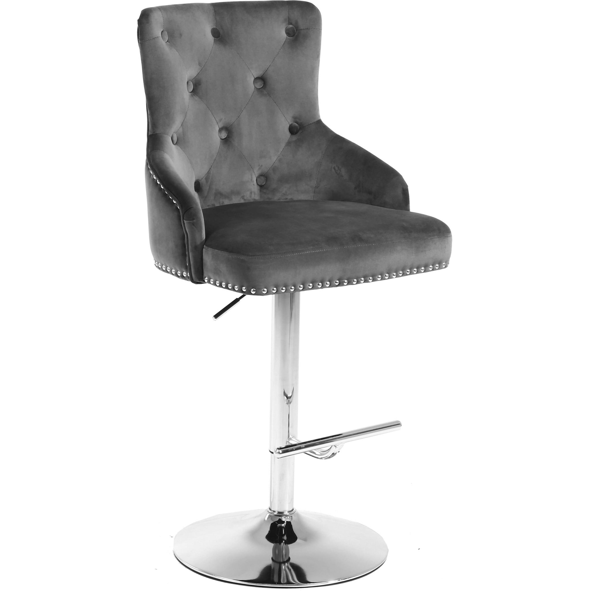 Meridian Furniture Claude Grey Velvet Adjustable Stool-Minimal & Modern