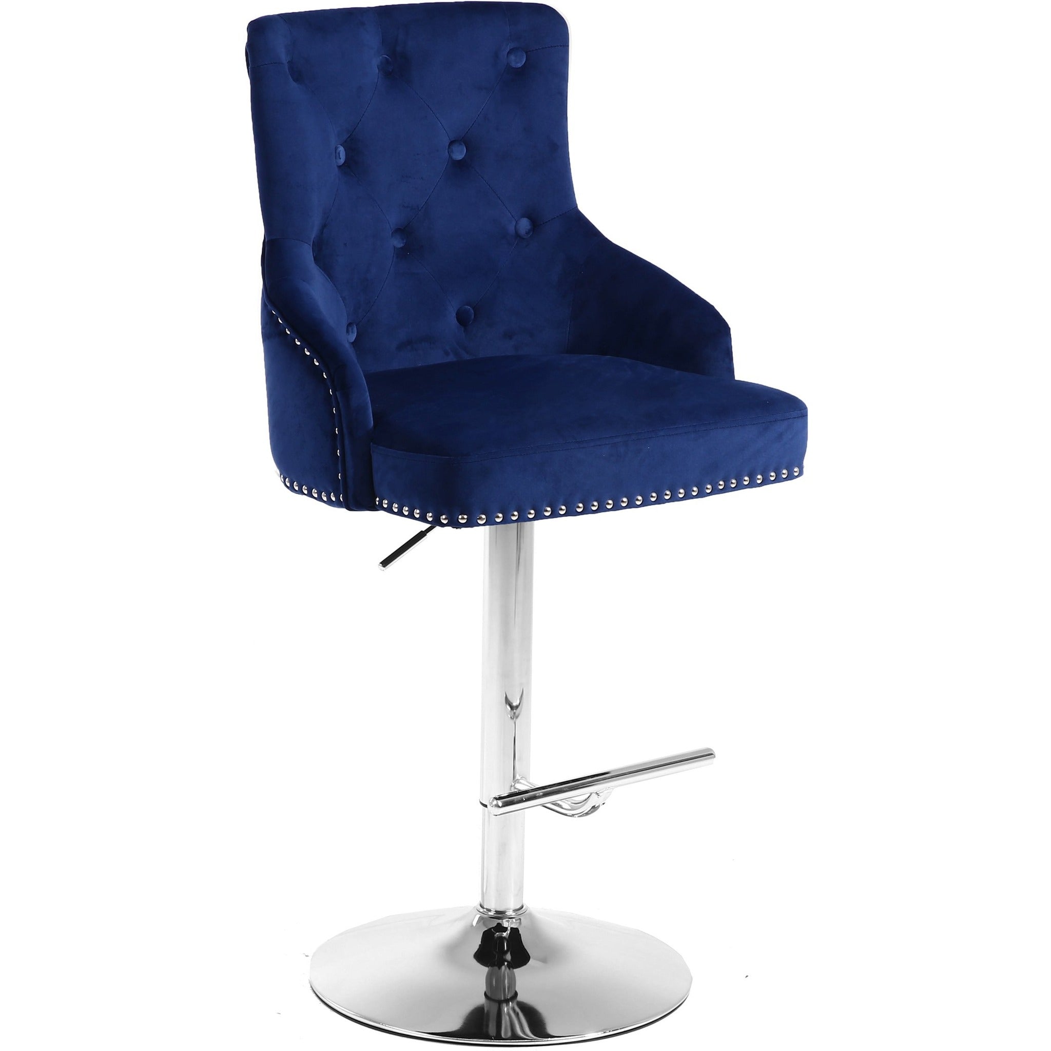 Meridian Furniture Claude Navy Velvet Adjustable Stool-Minimal & Modern