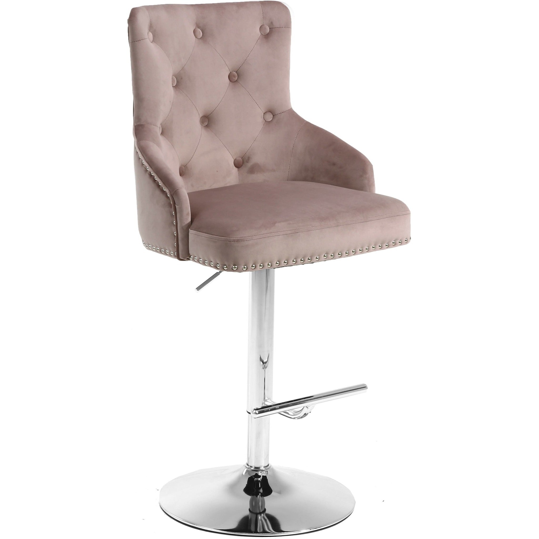 Meridian Furniture Claude Pink Velvet Adjustable Stool-Minimal & Modern