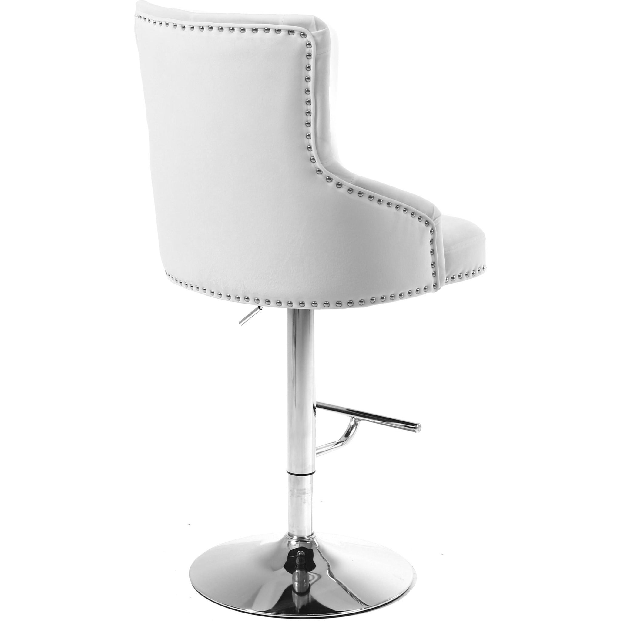 Meridian Furniture Claude White Velvet Adjustable Stool-Minimal & Modern