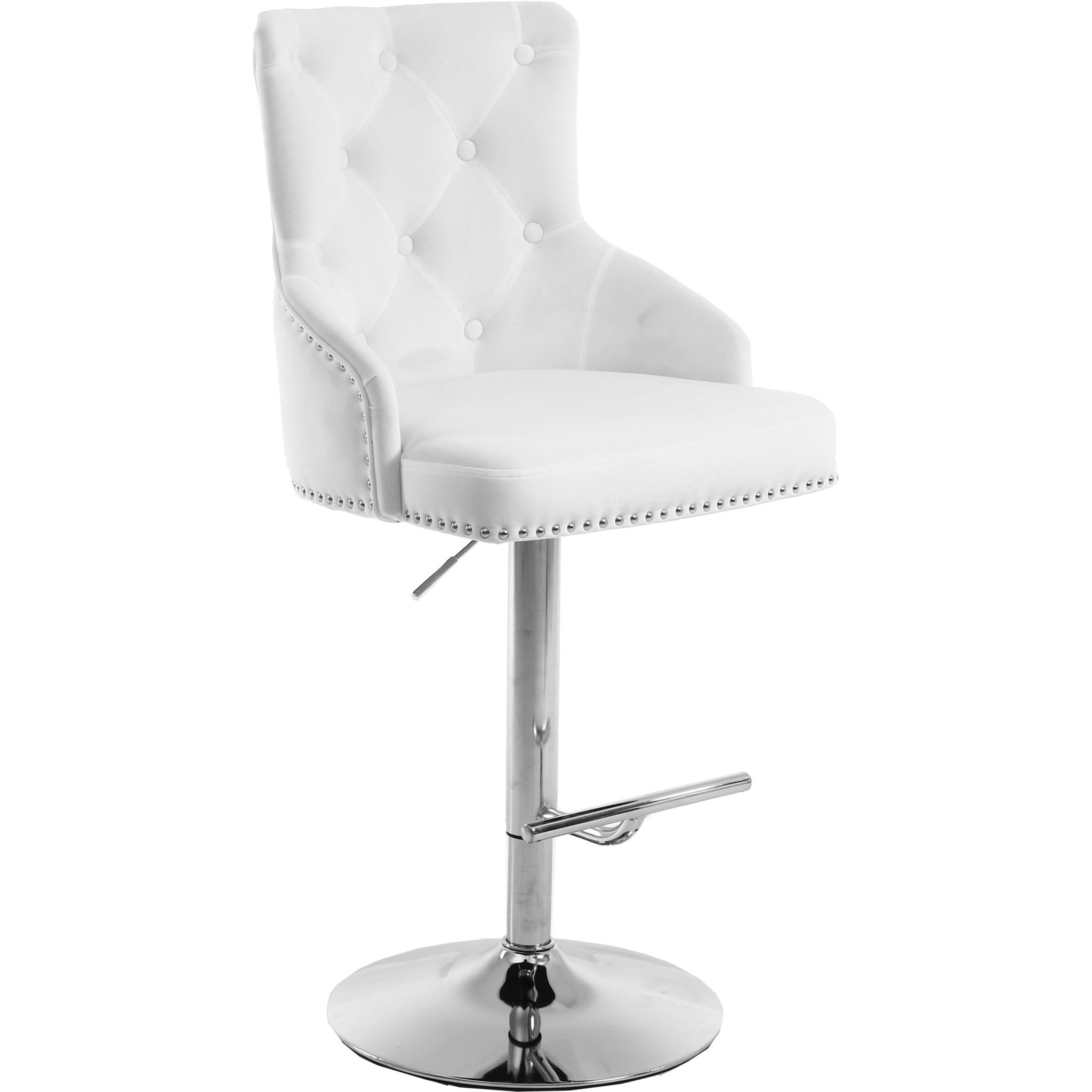 Meridian Furniture Claude White Velvet Adjustable Stool-Minimal & Modern