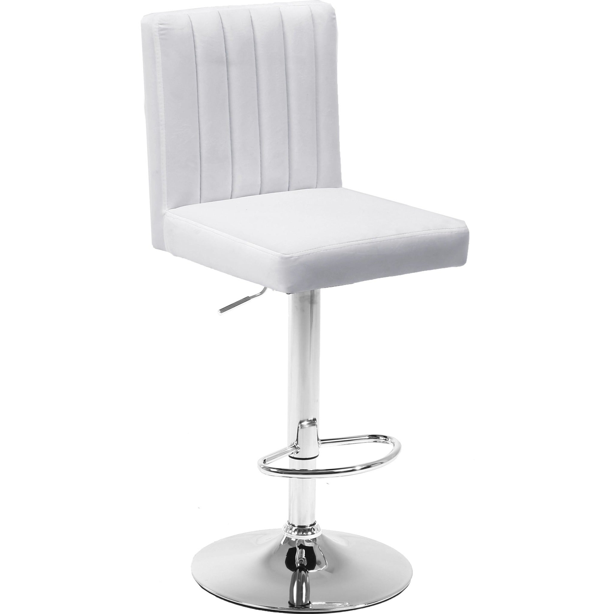 Meridian Furniture Joel White Velvet Adjustable Stool-Minimal & Modern