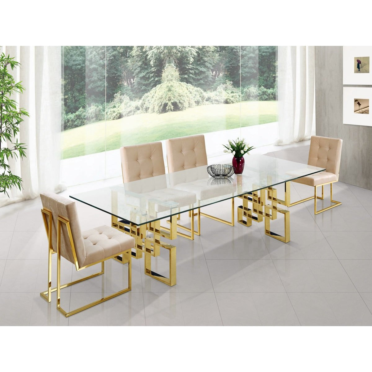 Meridian Furniture Pierre Gold Dining Table-Minimal & Modern