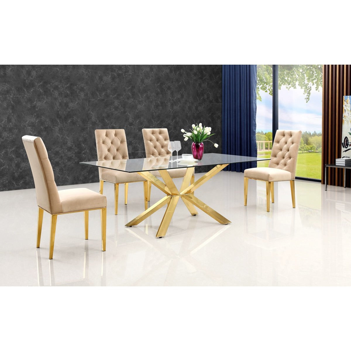 Meridian Furniture Capri Gold Dining Table-Minimal & Modern