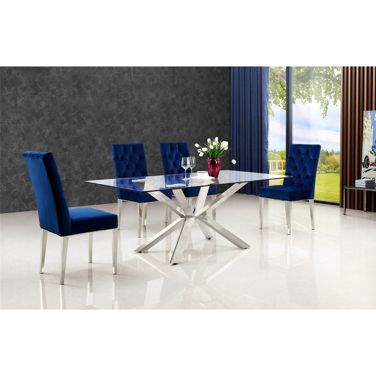 Meridian Furniture Juno Chrome Dining Table-Minimal & Modern