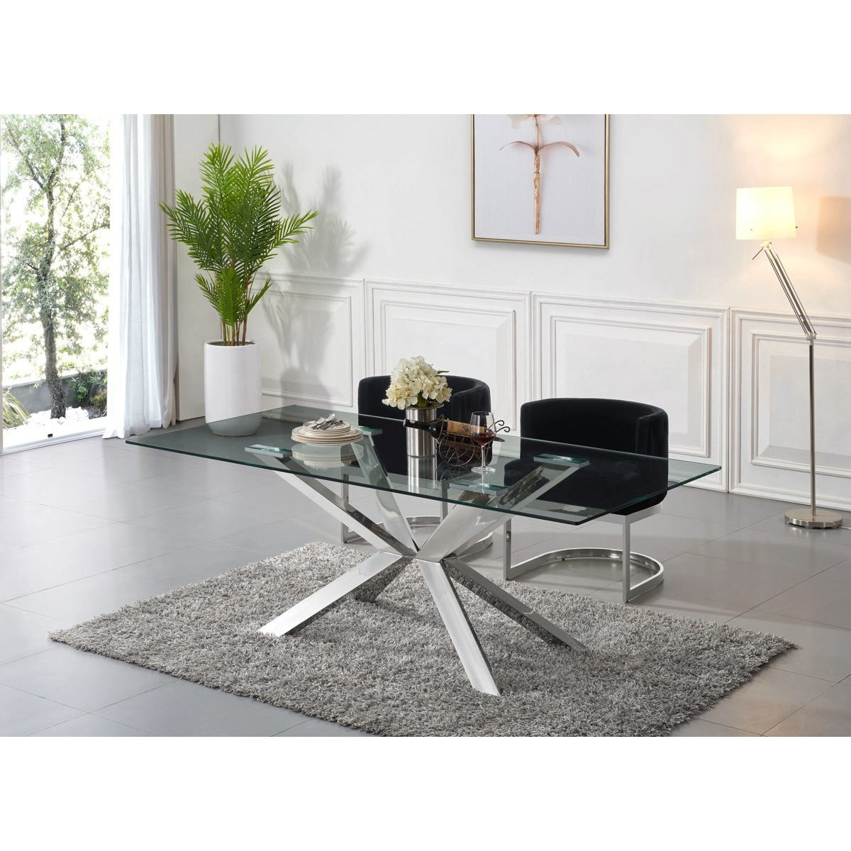 Meridian Furniture Juno Chrome Dining Table-Minimal & Modern