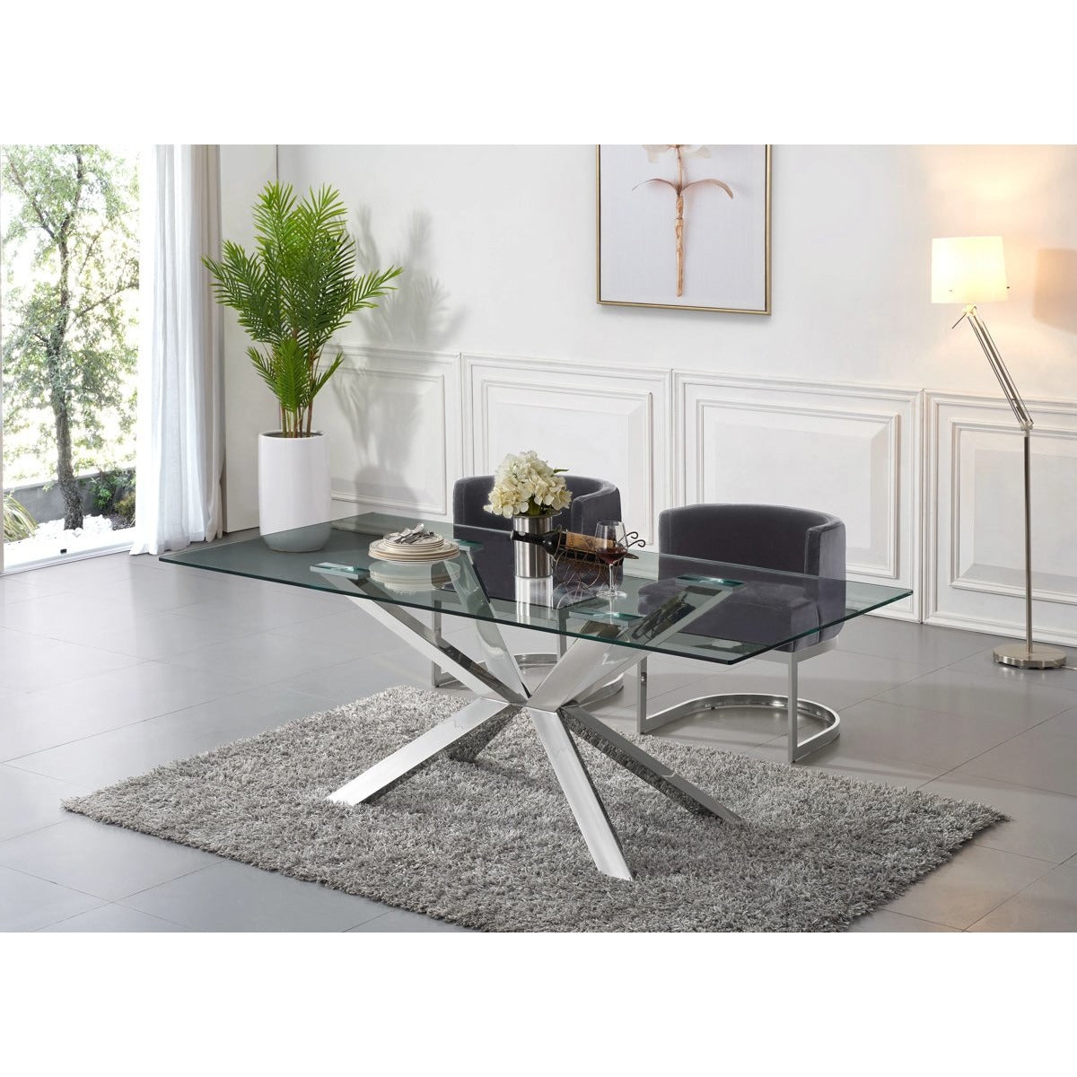 Meridian Furniture Juno Chrome Dining Table-Minimal & Modern