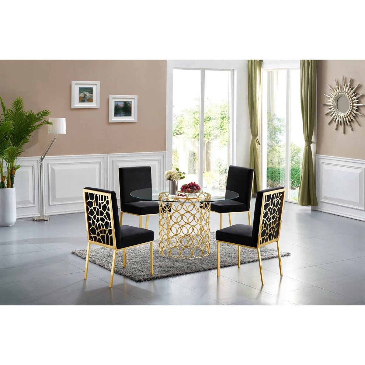 Meridian Furniture Opal Gold Dining Table-Minimal & Modern