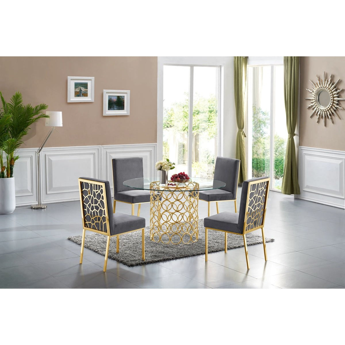 Meridian Furniture Opal Gold Dining Table-Minimal & Modern