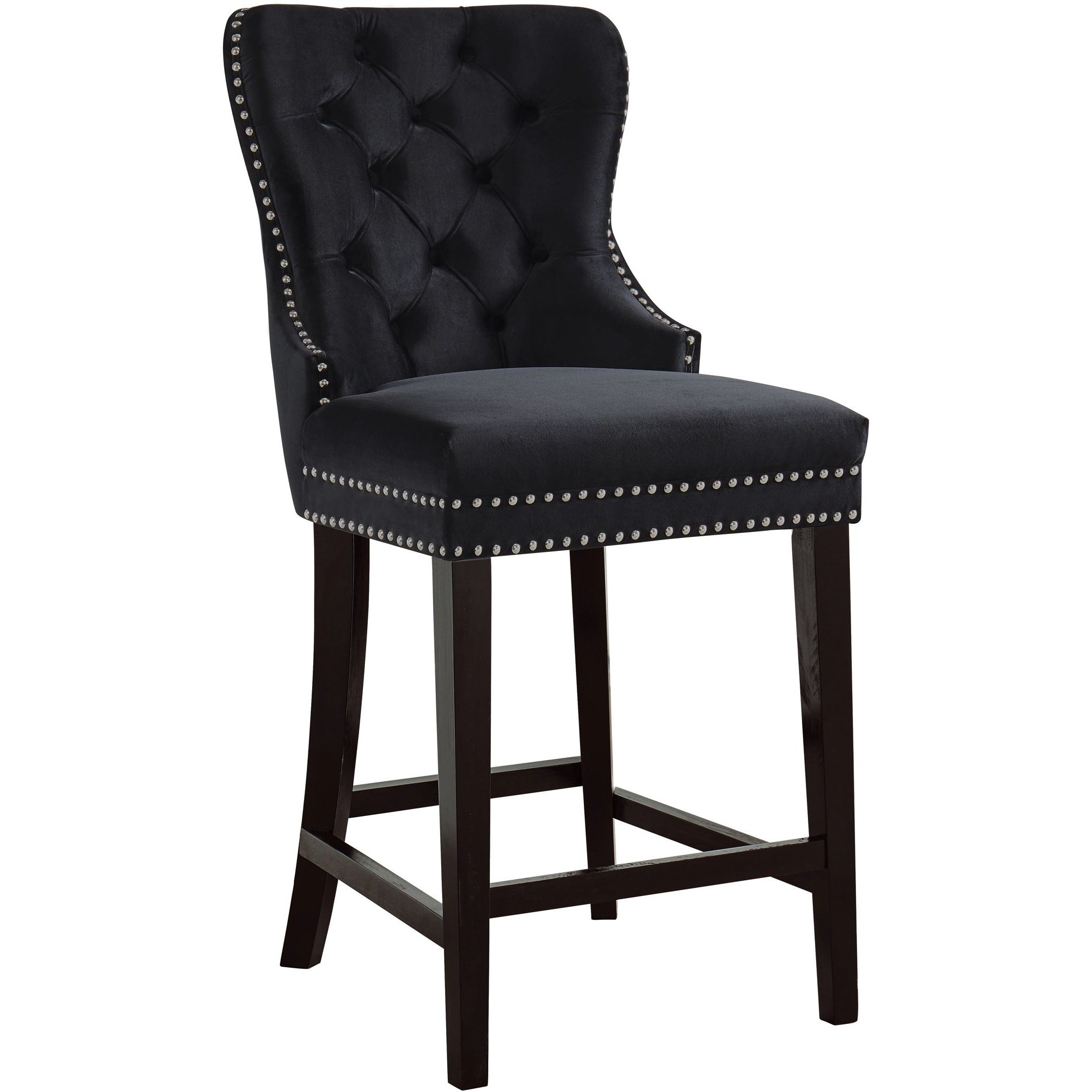 Meridian Furniture Nikki Black Velvet Stool-Minimal & Modern