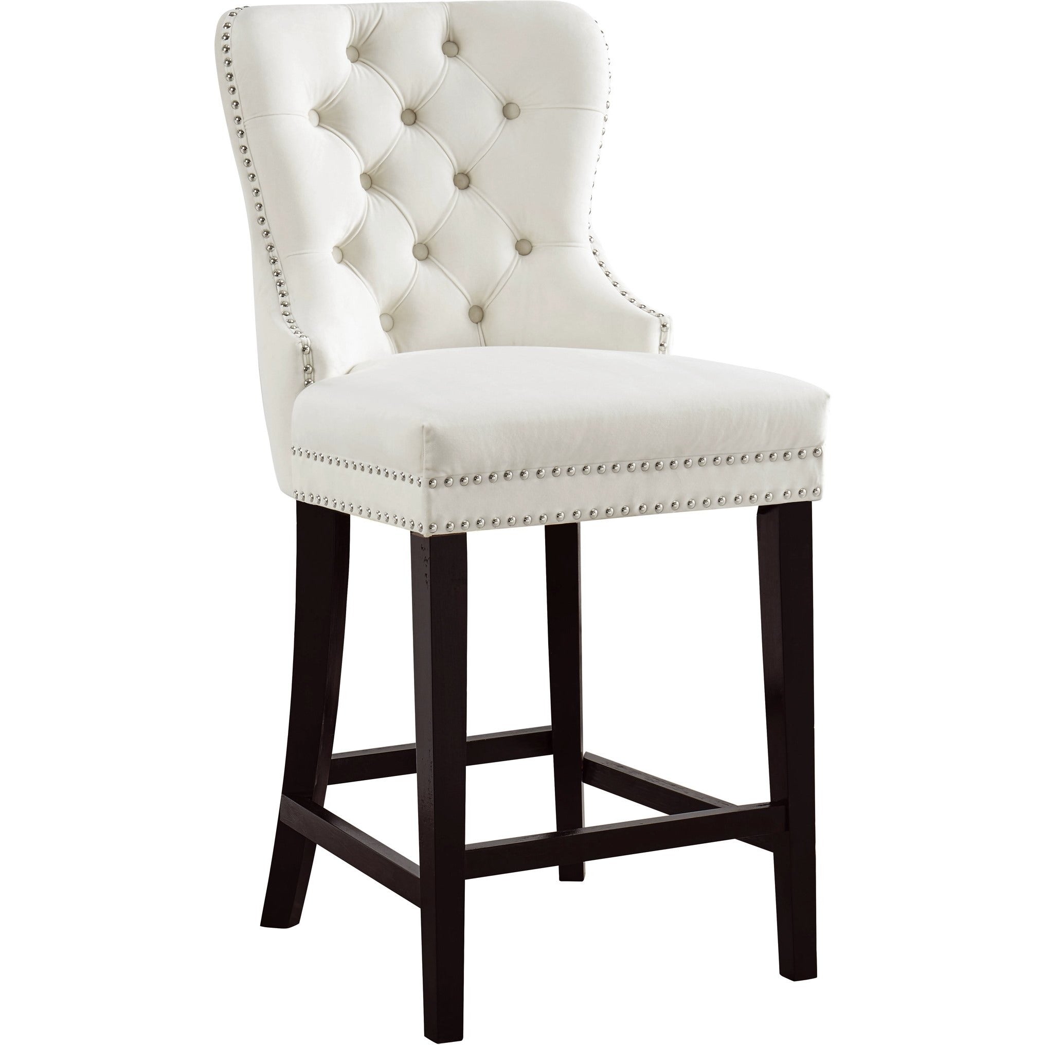 Meridian Furniture Nikki Cream Velvet Stool-Minimal & Modern