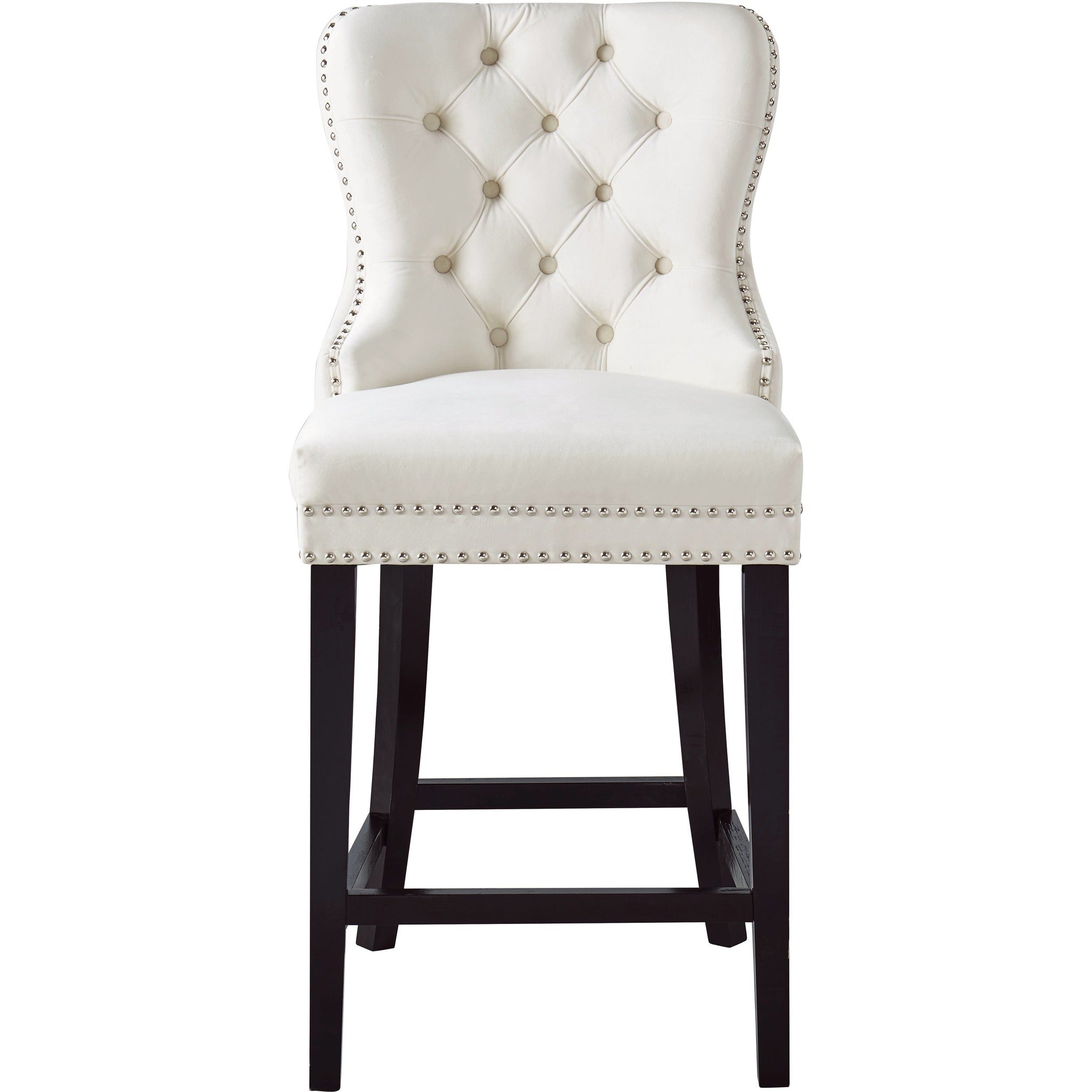 Meridian Furniture Nikki Cream Velvet Stool-Minimal & Modern