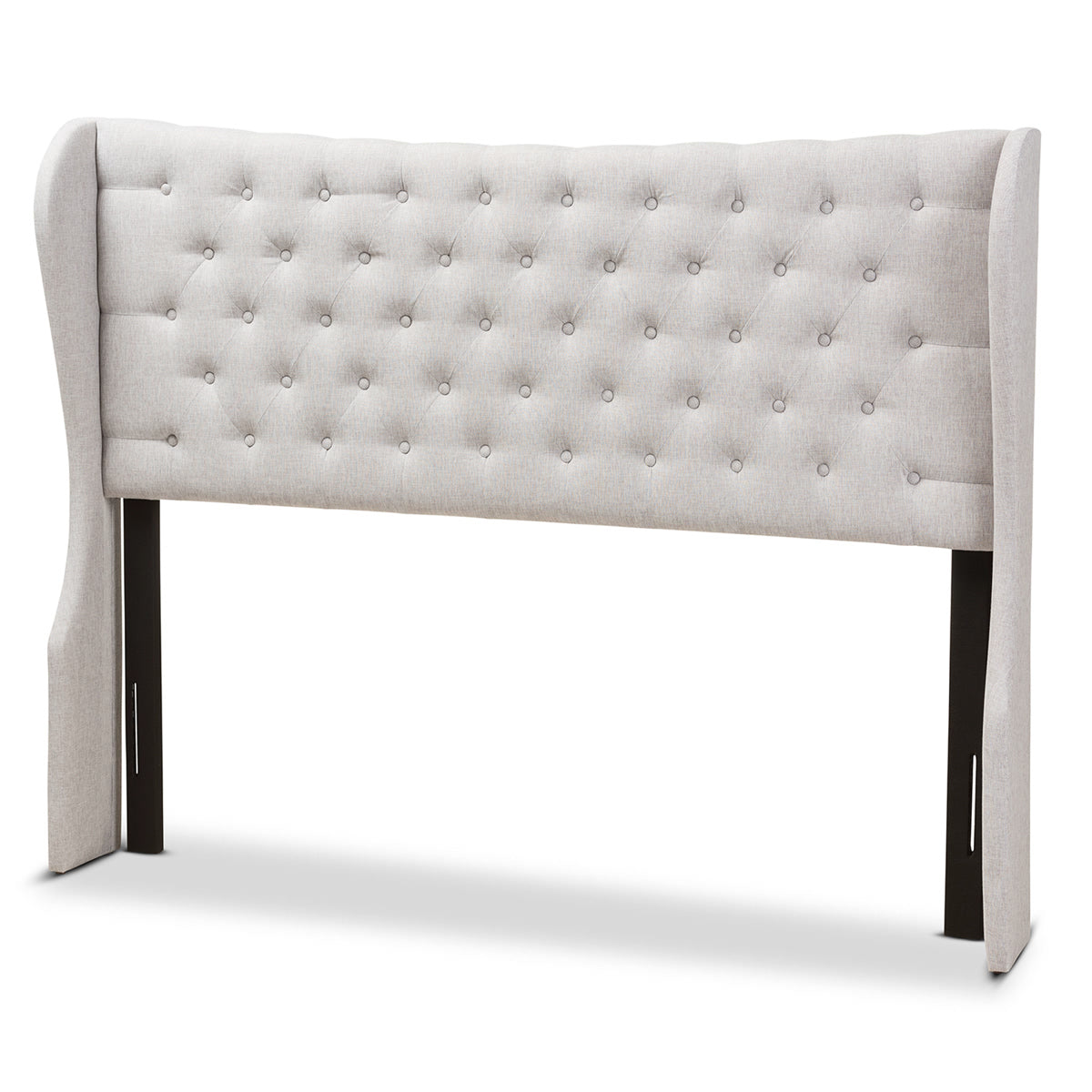 Baxton Studio Cadence Modern and Contemporary Greyish Beige Fabric Button-Tufted King Size Winged Headboard Baxton Studio-Headboards-Minimal And Modern - 1