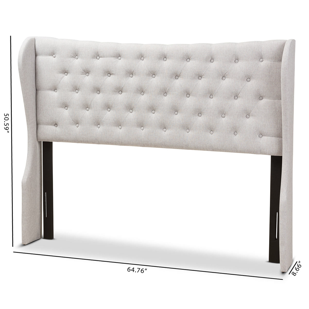 Baxton Studio Cadence Modern and Contemporary Greyish Beige Fabric Button-Tufted King Size Winged Headboard Baxton Studio-Headboards-Minimal And Modern - 6