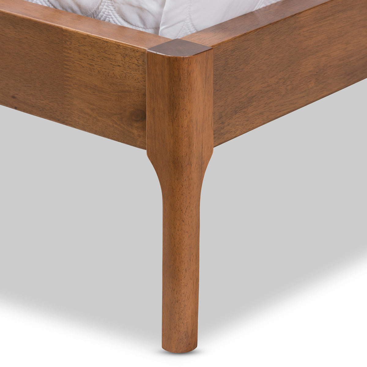 Baxton Studio Brooklyn Mid-Century Modern Walnut Wood Beige Fabric Full Size Platform Bed Baxton Studio-Full Bed-Minimal And Modern - 7