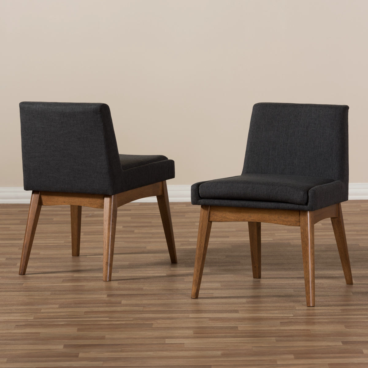 Baxton Studio Nexus Mid-Century Modern Walnut Wood Finishing Dark Fabric Dining Side Chair (Set of 2) Baxton Studio-dining chair-Minimal And Modern - 6