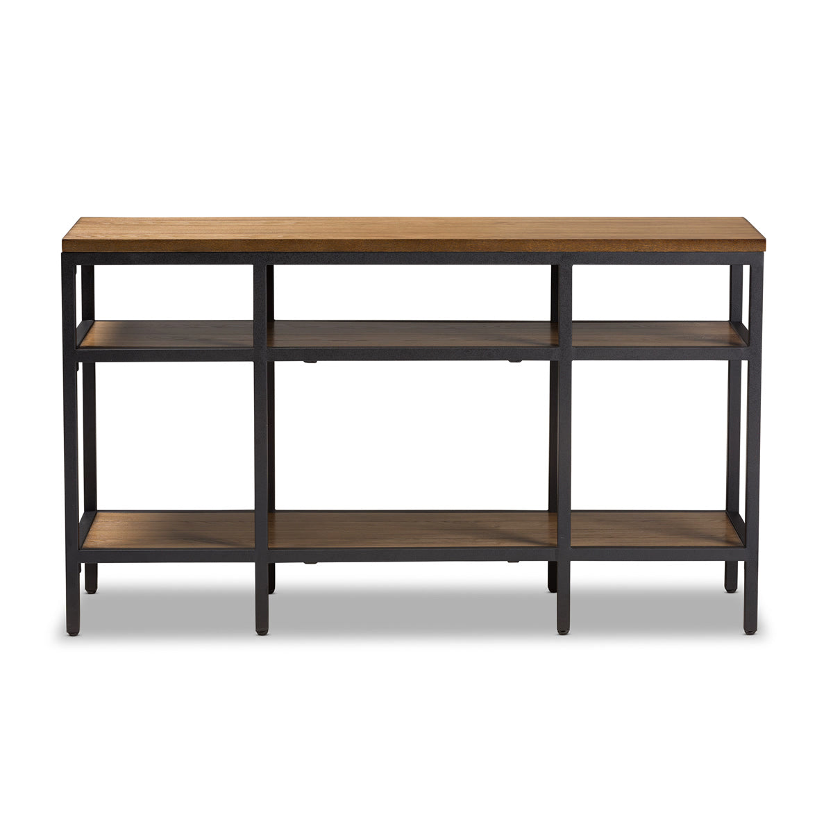 Baxton Studio Newcastle Wood and Metal Console Table Criss Cross