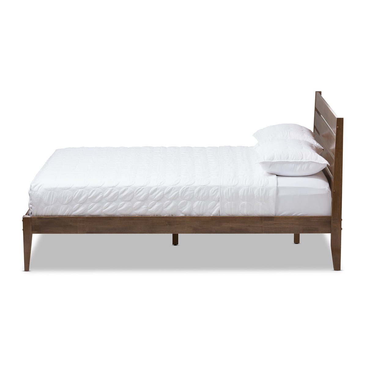 Baxton Studio Elmdon Mid-Century Modern Solid Walnut Wood Slatted Headboard Style Full Size Platform Bed Baxton Studio-Full Bed-Minimal And Modern - 3