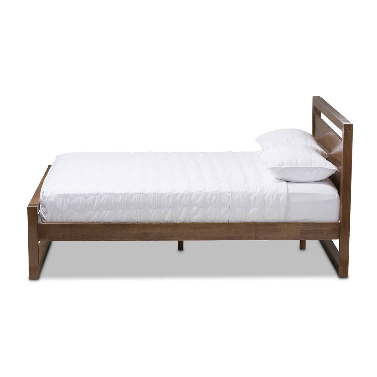 Baxton Studio Torino Mid-Century Modern Solid Walnut Wood Open Frame Style King Size Platform Bed Baxton Studio-King Bed-Minimal And Modern - 3