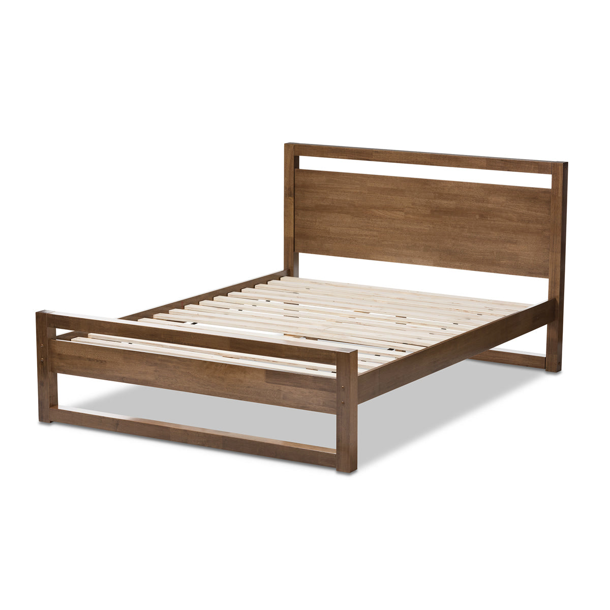 Baxton Studio Torino Mid-Century Modern Solid Walnut Wood Open Frame Style King Size Platform Bed Baxton Studio-King Bed-Minimal And Modern - 4