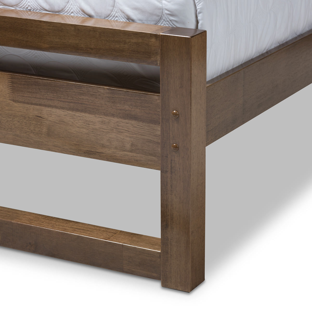 Baxton Studio Torino Mid-Century Modern Solid Walnut Wood Open Frame Style King Size Platform Bed Baxton Studio-King Bed-Minimal And Modern - 6