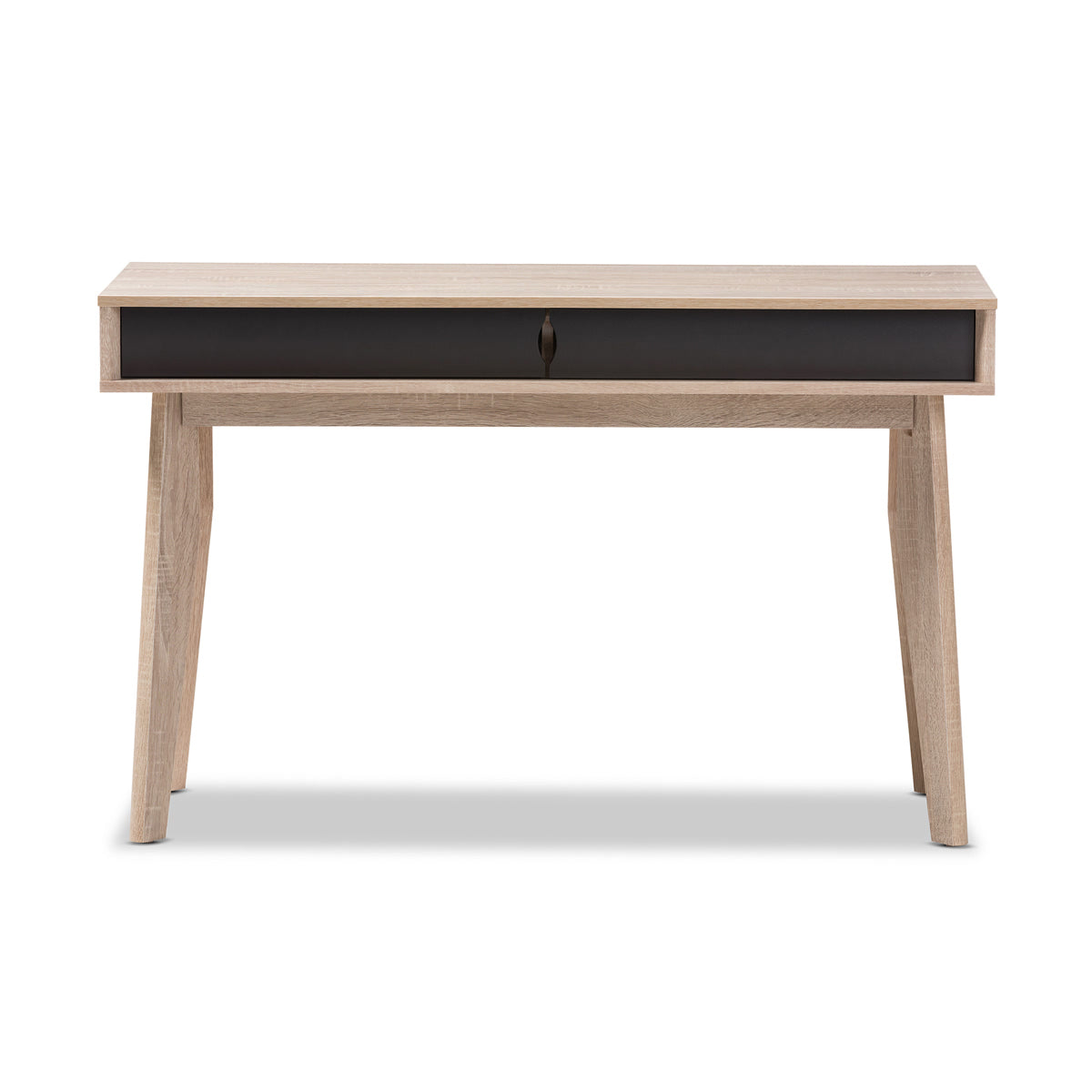 Baxton Studio Fella Mid-Century Modern 2-Drawer Oak and Grey Wood Study Desk Baxton Studio-Desks-Minimal And Modern - 4