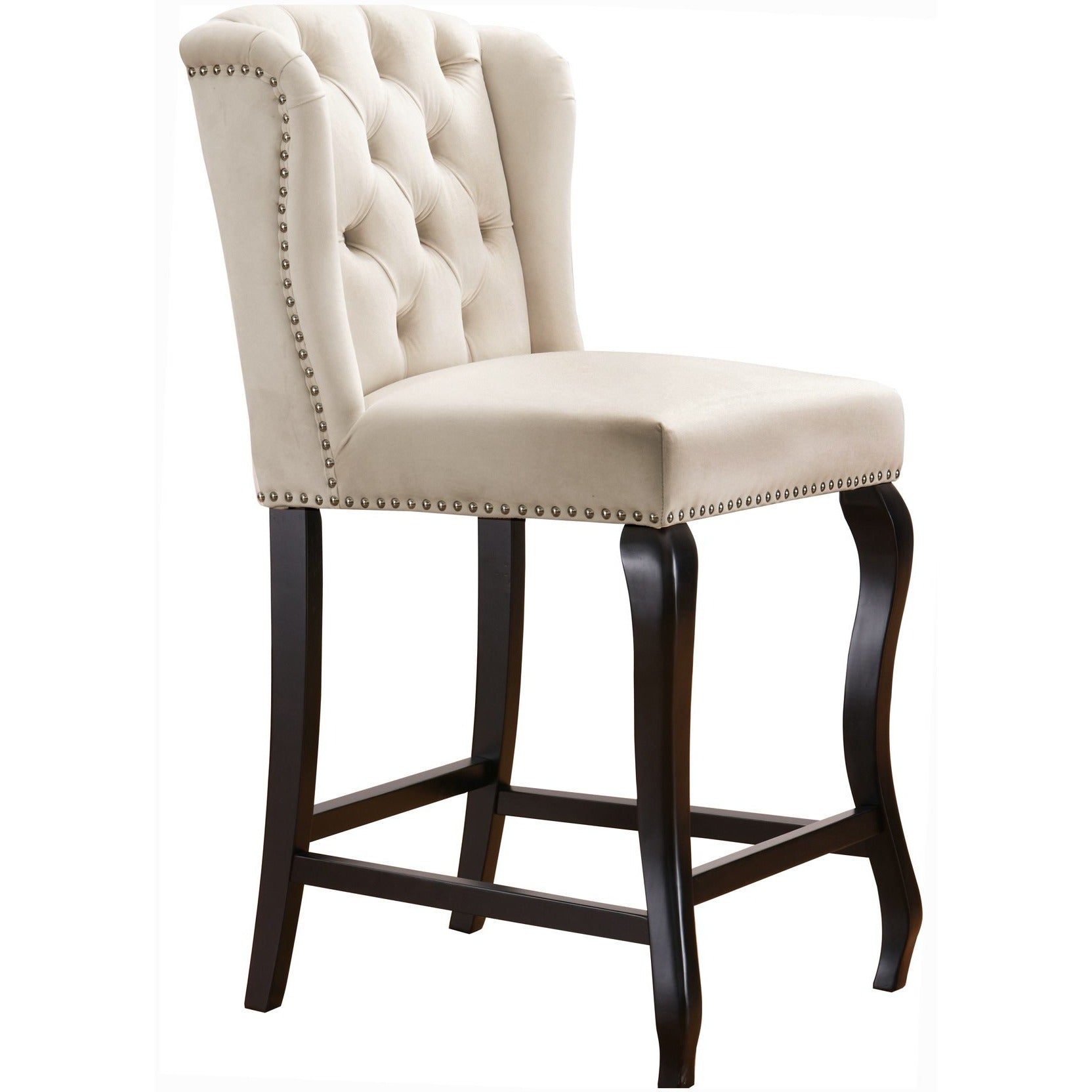 Meridian Furniture Suri Cream Velvet Stool-Minimal & Modern